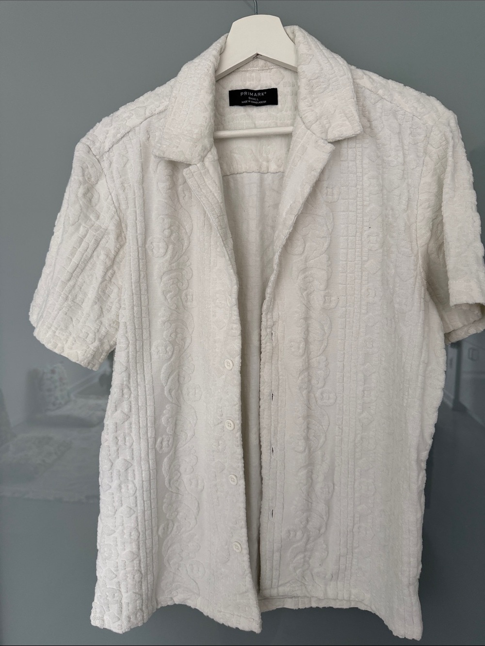 Primark White Short-Sleeve Textured Button Front Jacket